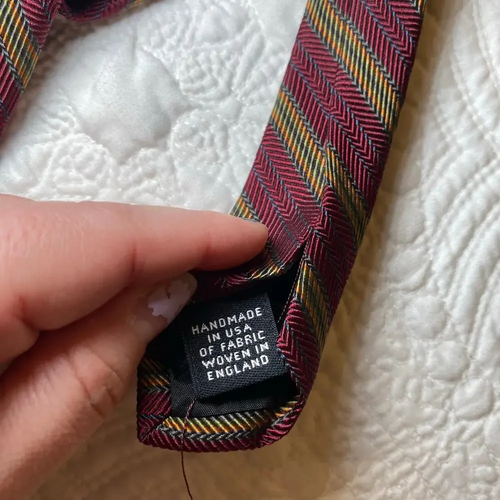 Hickey Freeman Men's Silk Repp Tie Classic Maroon Diagonal Stripe USA Made 60x4
